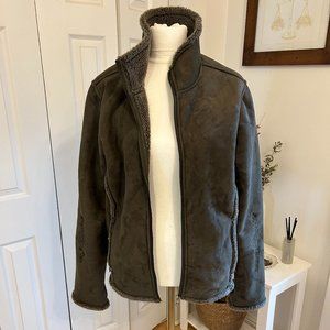 eStudio Olive Green Suede & Sherpa Jacket